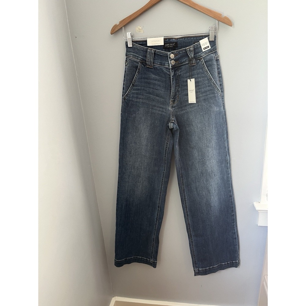 Judy Blue Women's High Rise Wide-Leg Medium Wash Stretch Denim Jeans Sz. 3/26